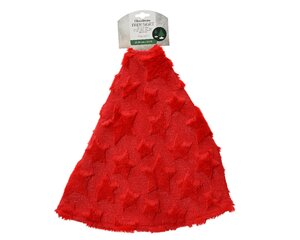 Kerstboomrok polyester 90 cm rood met sterren - afbeelding 2