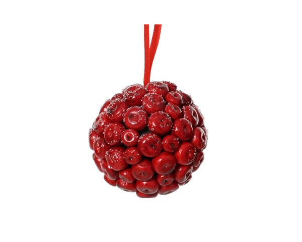 Kersthanger appeltjes met suiker foam 9 cm rood 