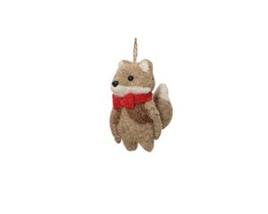 Kersthanger beer wol 11 cm naturel