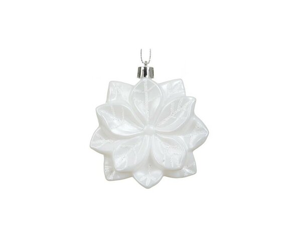 Kersthanger bloem 9 cm wit