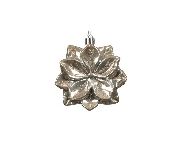 Kersthanger bloem 9 cm zilver
