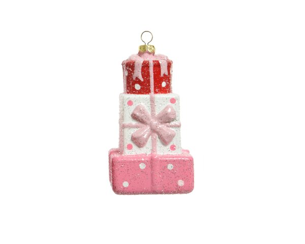 Kersthanger cadeautjes roze / wit / rood