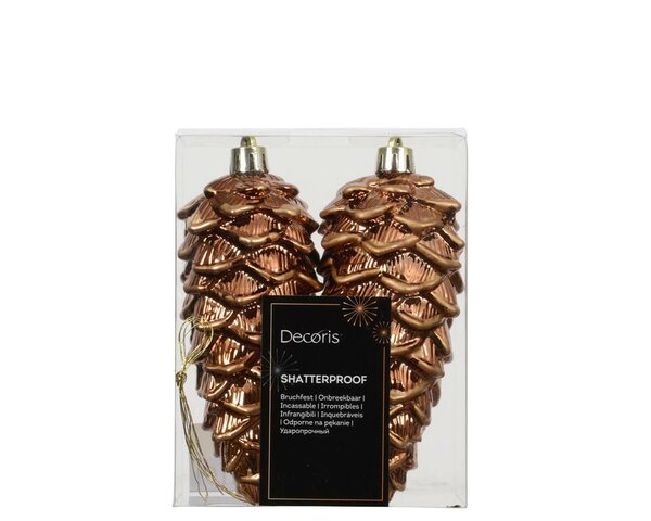 Kersthanger dennenappel 11 cm bruin glans