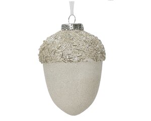 Kersthanger dennenappel 12,5 cm wit