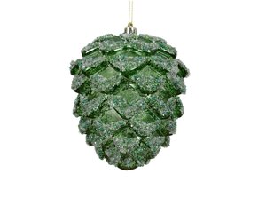 Kersthanger donker groen glitter 14 cm