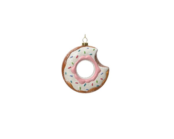 Kersthanger donut wit 10 cm