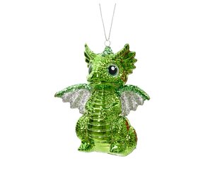 Kersthanger draak 10,5 cm groen
