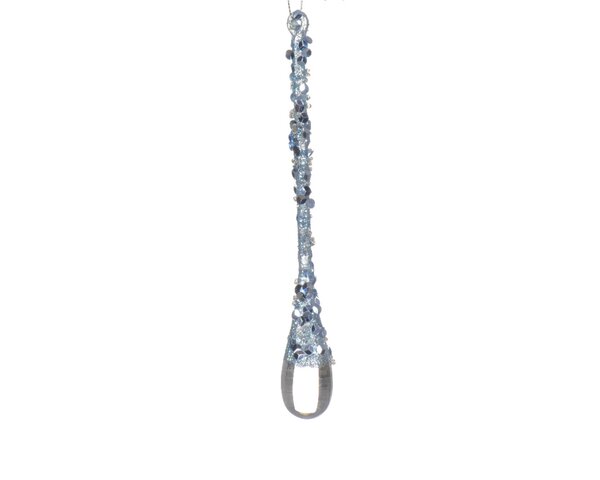 Kersthanger druppel glitter blauw