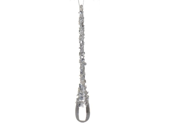 Kersthanger druppel glitter zilver