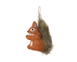 Kersthanger eekhoorn wol 11 cm oranje