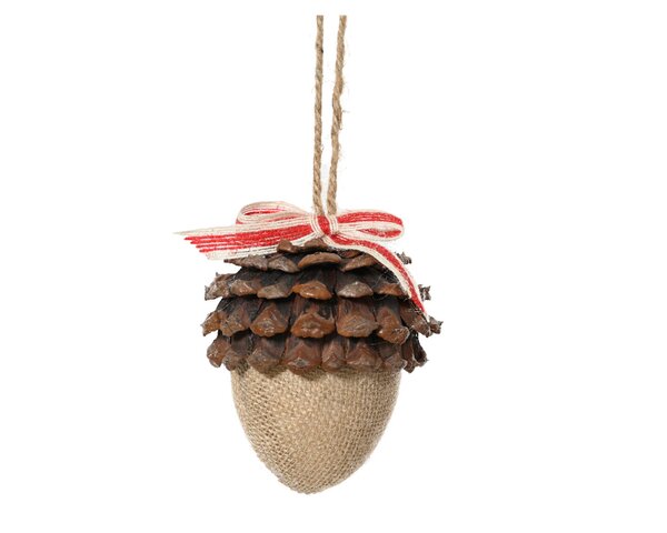 Kersthanger eikel foam met jutte 20 cm naturel 