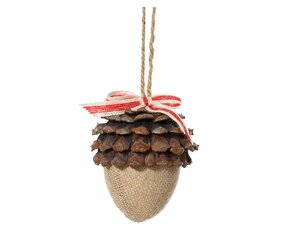 Kersthanger eikel foam met jutte 20 cm naturel