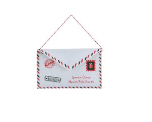 Kersthanger envelop polyester 20 cm wit