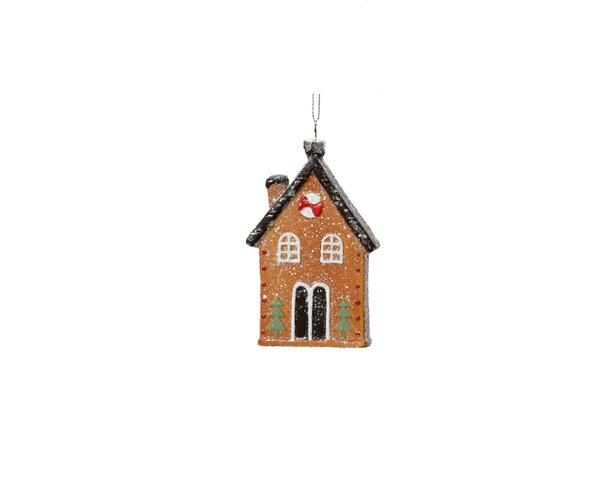 Kersthanger huis bruin dak 9 cm