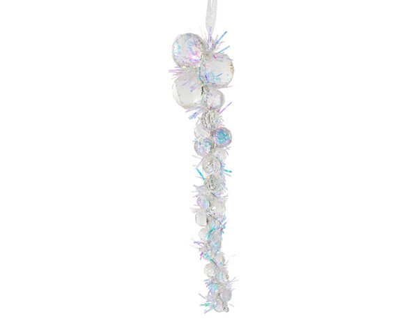 Kersthanger ijspegel acryl 17 cm iris