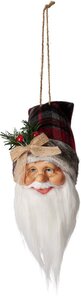 Kersthanger kerstman muts geruit groen/rood 35 cm