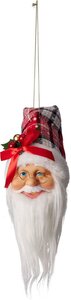 Kersthanger kerstman muts geruit mix 35 cm