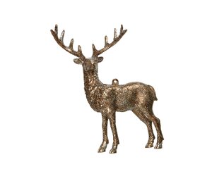 Kersthanger kunststof hert 14 cm truffel kijkt links