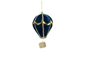 Kersthanger luchtballon blauw 13 cm