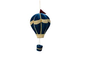 Kersthanger luchtballon blauw 23 cm