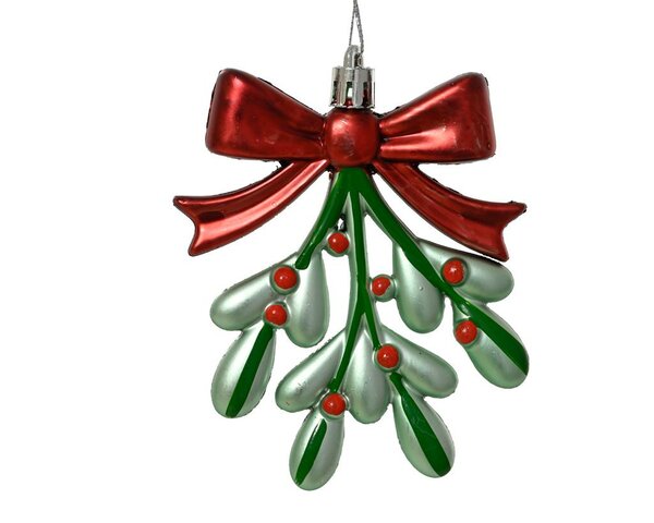 Kersthanger mistletoe 10 cm groen/rood