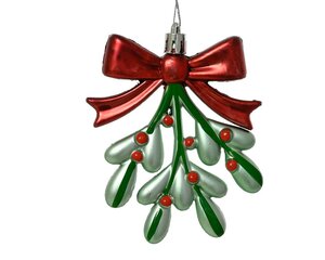 Kersthanger mistletoe 10 cm groen/rood