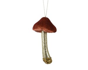 Kersthanger paddenstoel 14 cm rood koper