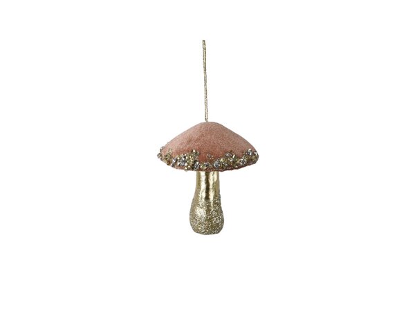 Kersthanger paddenstoel 15 cm velvet pink