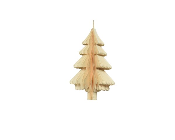 Kersthanger papieren boom 15 cm parel