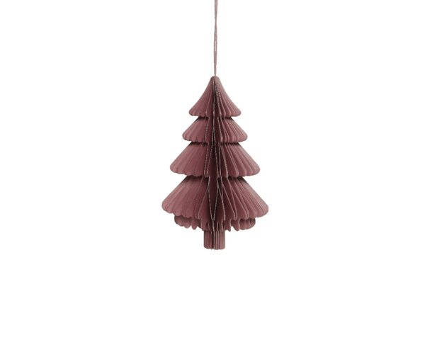 Kersthanger papieren boom 15 cm velvet pink