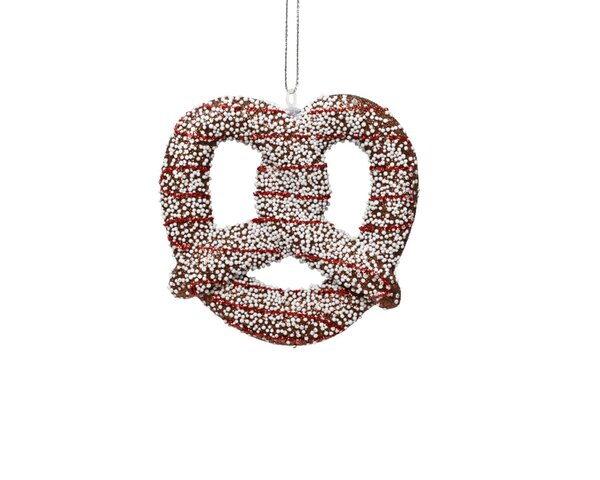 Kersthanger pretzel 10.5 cm glitter