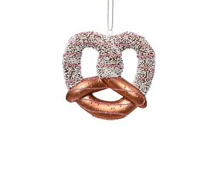 Kersthanger pretzel 10.5 cm half glitter