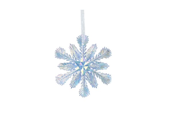 Kersthanger sneeuwvlok kunststof 11 cm blauw
