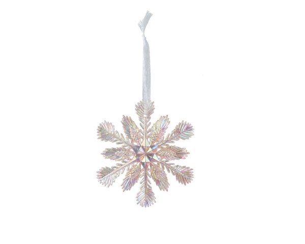 Kersthanger sneeuwvlok kunststof 11 cm roze