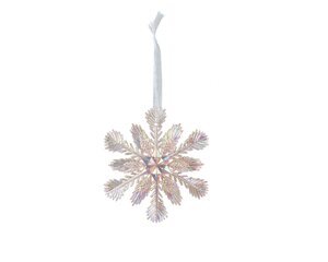 Kersthanger sneeuwvlok kunststof 11 cm roze