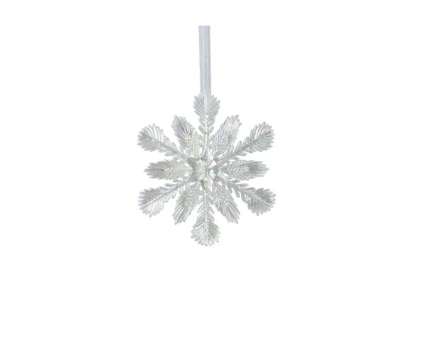 Kersthanger sneeuwvlok kunststof 11 cm wit