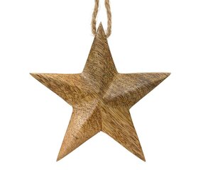 Kersthanger ster mangohout 11 cm naturel