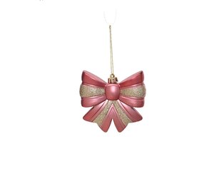 Kersthanger strik kunststof 12 cm roze