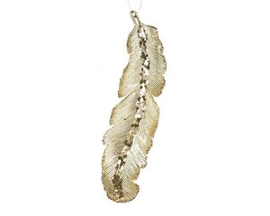 Kersthanger veer 19 cm licht goud