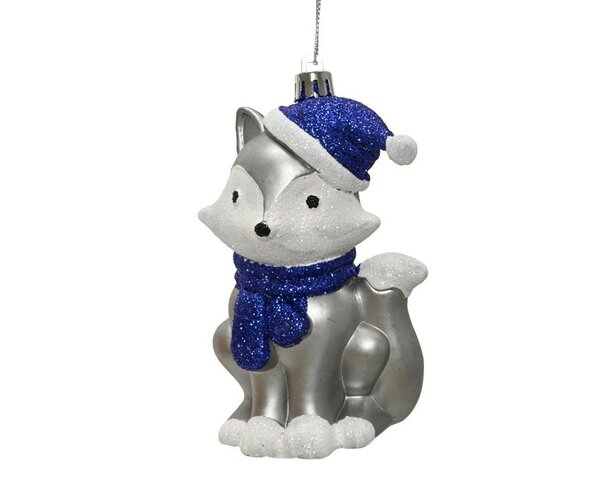 Kersthanger vos 11.5 cm grijs