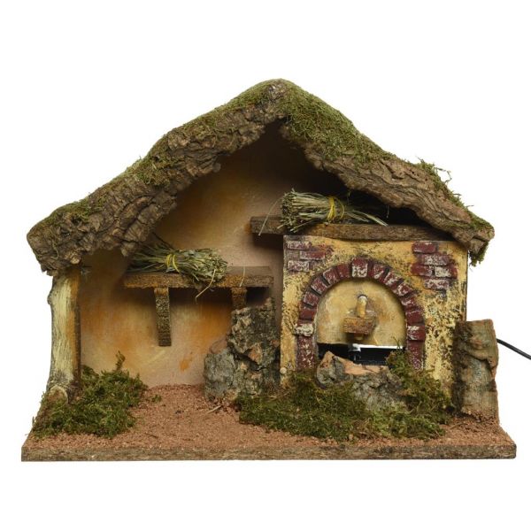 Kerststal natuur 37 cm