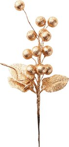 Kersttak rond blad licht goud 26 cm