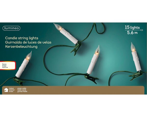 kerstverlichting kaars flame 15 lampjes binnen - afbeelding 2