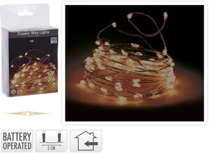 Koperdraad met 100 micro led lampjes extra warm wit