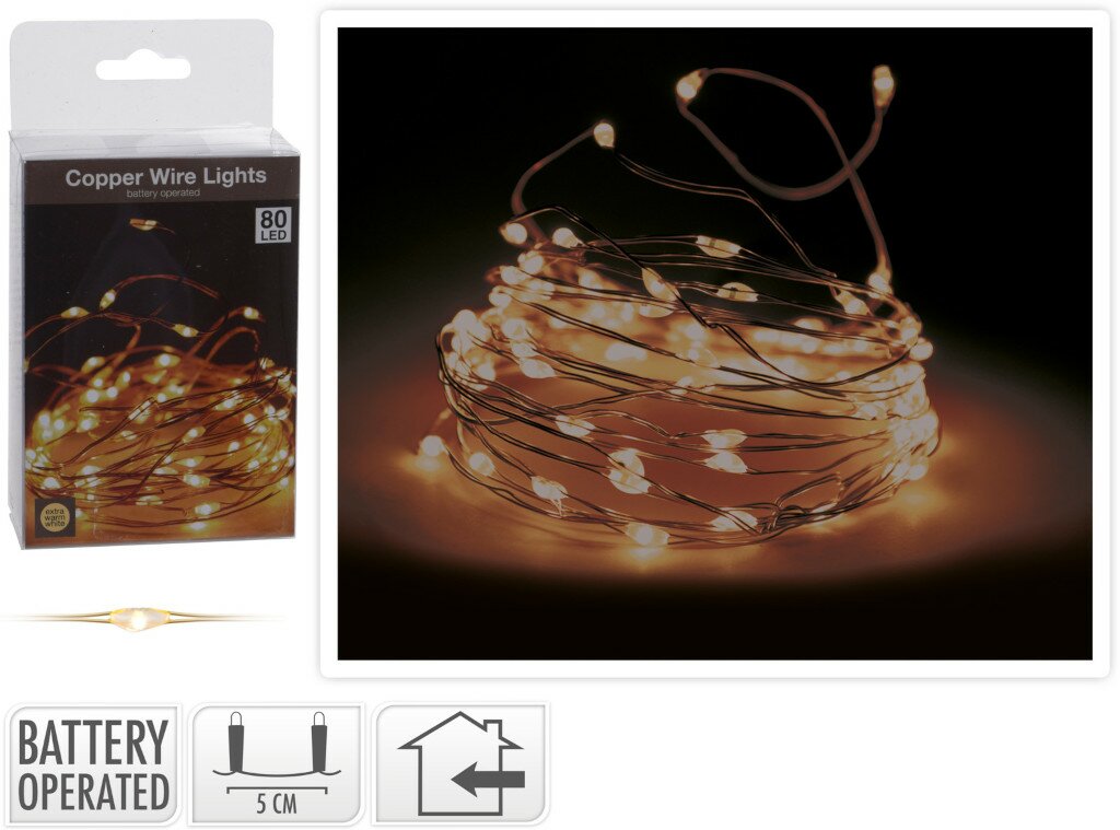 welzijn Notebook Christian Koperdraad met 80 micro led lampjes extra warm wit - Koopkerstverlichting.nl