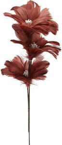 Kunstbloem van veren 65 cm bordeaux