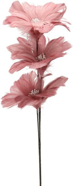 Kunstbloem van veren 65 cm roze