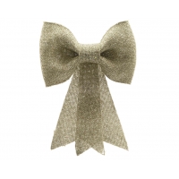 Kunststof strik met glitter licht goud 23x31cm