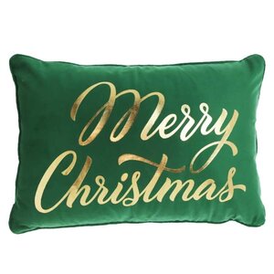 Unique Living kussen merry christmas 60 x 40 cm dark green