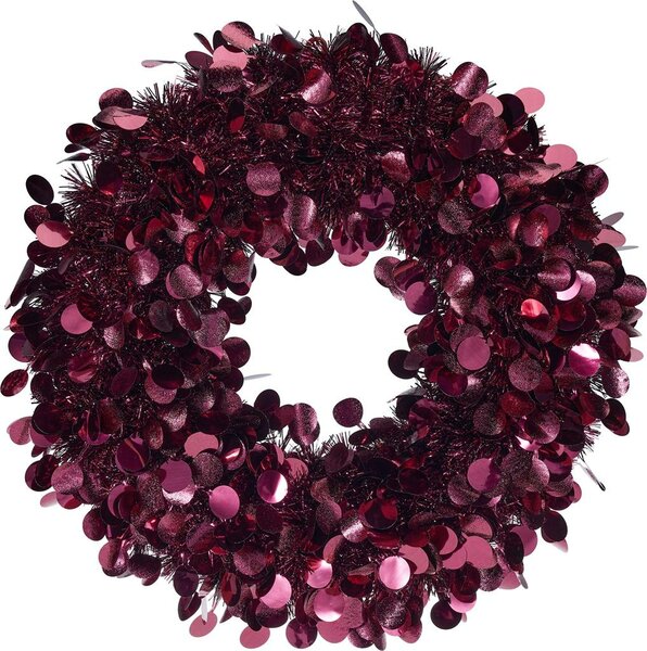 Lametta krans 46 cm bordeaux